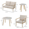 Salotto da Giardino con Divano, 2 Poltroncine e 2 Tavolini Effetto Bambù con Cuscini, Marrone 84G-272V00BN
