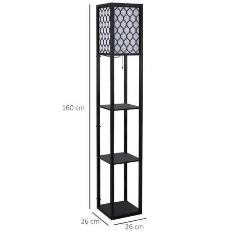 Lampada da Terra Moderna con Libreria 3 Livelli Nero 26 x 26 x 160 cm MK8833-622MK8