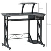 Scrivania per Computer Salvaspazio in Acciaio e Legno, Scrivania da Ufficio con Cassetto, Ripiano Tastiera Estraibile 90 x 50 x 95cm YG8920-018BKYG8