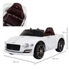 Macchina Elettrica per Bambini Bentley con 2 Portiere Guida Manuale e Telecomando, Fari e Suoni, 108x60x43cm, Bianco FG4370-045FG4