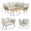 Set da Giardino 4 Pezzi in Rattan PE con Tavolino da Esterni 90x45x42 cm e 2 Divanetti per Esterni 6ex63x74 cm, Bianco Crema 860-324V00CW