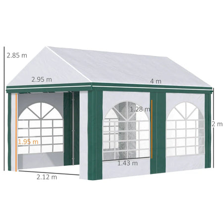 Tendone da Giardino 4x3m per 12 Persone con Doppio Ingresso, Bianco e Verde 84C-371V00GN