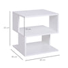 Tavolino Caffè 2 Ripiani Aperti Legno 40x41x43 Bianco HY6833-619WTHY6 ,  soggiorno salotto basso nero bianco marrone grgio design moderno sala moderno alto divano camera legno vetro rotondo