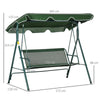 Dondolo da Giardino 3 Posti in Acciaio e Teslin con Tetto Parasole, 172x110x153 cm, Bianco e Verde 84A-054V03GN