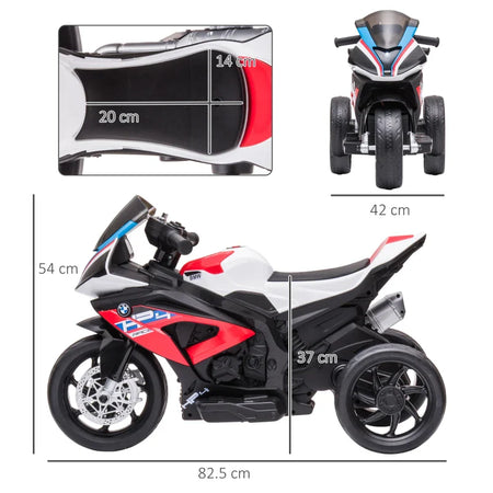Moto per Bambini 18-60 Mesi Modello BMW HP4 con Fari, Musica e Pedali, in PP e Metallo, 82.5x42x54 cm, Rosso WS6370-211V90RDWS6