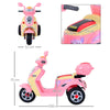 Motorino Elettrico per Bambini 3 Anni+ Max. 25kg con Luci, Musica, Batteria 6V e Velocità 3km/h, 108x51x75 cm, Rosa QA4370-013QA4