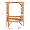 Panchina da Giardino in Legno di Abete con Arco Decorativo per Piante e Vasi, 160x50x198 cm, Marrone 84G-002V00BN