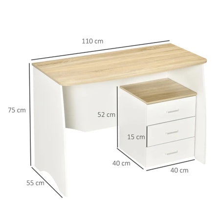 Scrivania con Cassettiera Moderna in Legno, Scrivania PC per Camera e Ufficio, 110x55x75cm ZG2836-468ZG2