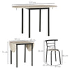 Set da Pranzo 3 Pezzi con 2 Sedie e 1 Tavolo da Pranzo Ovale in MDF e Acciaio per Spazi Limitati UH7835-644UH7