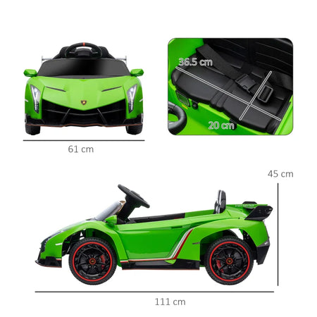 Macchina Elettrica per Bambini Lamborghini Veneno 12V con Telecomando, Età 3-6 Anni, Verde FG4370-279V90GNFG4