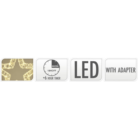 Stella luminosa a LED a luce calda, con Timer e adattatore, per esterno