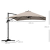 Ombrellone 3x3 m a Braccio con 8 Stecche, Pedale e Manovella, in Alluminio e Poliestere, color Khaki 84D-112V01KK