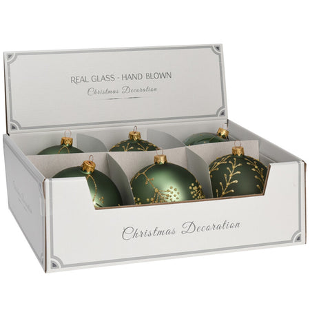 Palline per albero di Natale decorato, in Vetro, color Verde, da Ø 100 mm, 6 pezzi