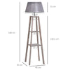 Lampada da Terra in Legno con 3 Ripiani e Paralume in Tessuto, 45x45x148cm, Grigio VB8B31-144VB8