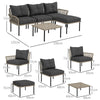 Set da Giardino 5 Pezzi in Rattan con 2 Sedie Laterali, Sedia Centrale e 2 Sgabelli/Tavolini da Caffè 860-306V00GY