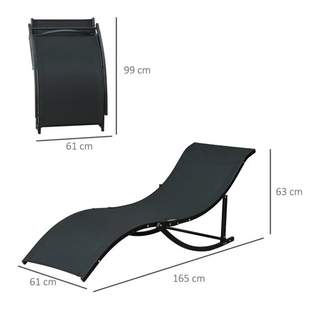 Set 2 Sdraio da Giardino Pieghevoli, Lettino Prendisole in Alluminio e Textilene, 61x165x63cm 84B-540