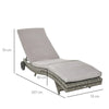 Sdraio da Giardino in Rattan PE con Schienale Regolabile e Cuscino, 207x70x70cm, Grigio 862-030GY