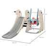 Scivolo 3 in 1 per Bambini con Altalena Regolabile, Canestro e Palle per Cameretta e Giardino, 160x220x120cm, Bianco, Azzurro e Grigio ED9331-002ED9