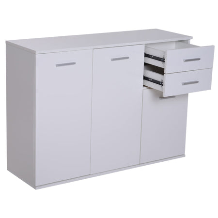credenza bianca madia mobile tv bianco Armadietto da Ufficio studio 3 Armadietti 2 Cassetti Legno 106x35x76cm buffet comò cucina soggiorno F837-003A