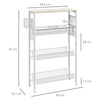 Carrello da Cucina a 3 Livelli con Cestino Laterale e Gancio, in Truciolato e Acciaio, 58x18.5x87 cm TR4801-343V00WTTR4