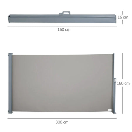 Tenda da Sole Laterale e Avvolgibile (3x1.6m) in Alluminio e Poliestere Imperemabile Anti-UV, per Vento/Privacy BG8840-210BG8