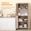 credenza alta Mobile Cucina a 4 Ante con Mensole Regolabili e Base Rialzata in Legno 80x40x182cm sala da pranzo soggiorno salotto F838-212NDA