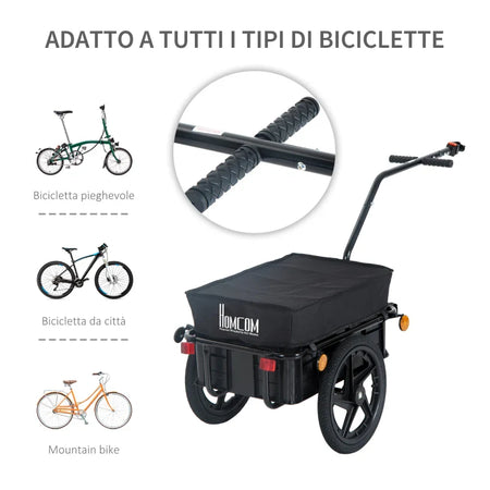 Rimorchio per Bicicletta Porta Oggetti in Acciaio 144×59×80cm TF6B71-005TF6