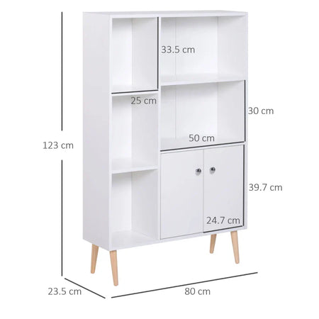 Mobiletto Libreria con Piedini in Legno di Pino Bianco 80x23.5x123cm AS9836-114WTAS9