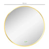Specchio Bagno Rotondo con Cornice da Parete in Lega di Alluminio, Ø50x2cm, Oro WF5834-394V01GDWF5