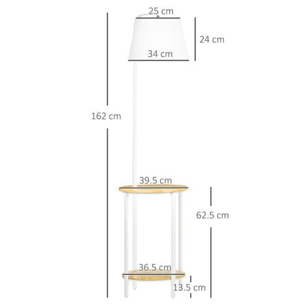 Lampada da Terra Moderna con Tavolino a 2 Livelli per Soggiorno e Camera da Letto, 43L x 39.5P x 162A cm WL8B31-320WL8