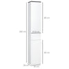 Mobile Bagno con Ripiano Regolabile, 2 Ripiani Chiusi e un Cassetto in Legno, 30x28x180 cm, Bianco GB9834-463GB9