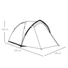 Tenda da Campeggio 2 Posti Impermeabile con Vestibolo, Finestre e Porte con Cerniera, 325x183x130cm Grigio EA1A20-174EA1