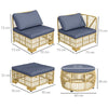 Set Salotto in Rattan da Giardino con Divano Modulabile, Cuscini e Tavolino da Caffè, Grigio 860-325V00GY
