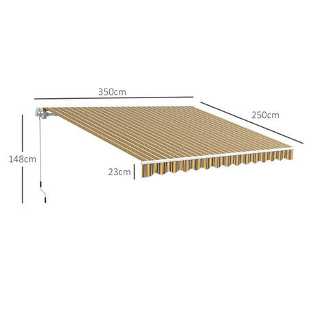 Tenda da Sole per Esterno Avvolgibile a Bracci con Apertura a Manovella, 350x250 cm, Giallo QW6840-174V00YLQW6