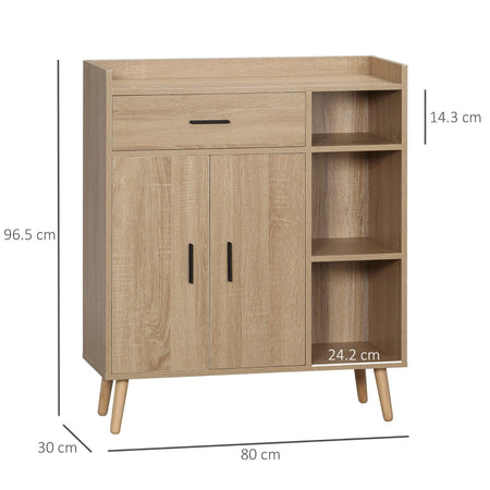 Credenza Moderna Multiuso con Armadietto e Cassetto in Legno 80x30x96.5cm , madia comò mobile F839-384NDA