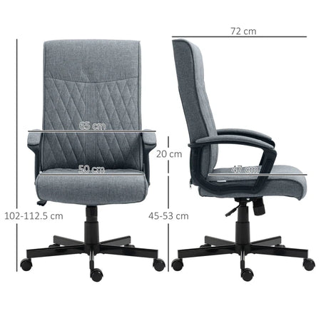 Sedia da Ufficio Girevole con Funzione Dondolo e Altezza Regolabile, 65x72x102-112.5cm, Grigio PL8921-605V00CGPL8