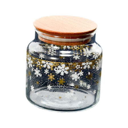 Set 3 barattoli in vetro con tappo in legno, decorazione da Ø 9.5 x 11 cm