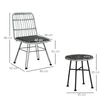 Set Mobili da Giardino 3 Pezzi con Tavolino e Sedie in Rattan PE, Poilestere e Acciaio per Esterni, Grigio 863-087GY