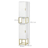 Colonna Bagno con 2 Armadietti e Ripiano in MDF e Acciaio, 30x30x170.7cm, Bianco e Oro ED6834-536V80WTED6
