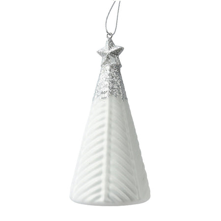 Pendaglio a forma di albero bianco con glitter per albero decorazione natalizia da 13 cm