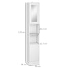 Colonna Bagno Salvaspazio in Legno con Specchio e Apertura a Pressione, 30x28x170cm, Bianco KL7834-461V01KL7