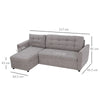 Divano Letto Angolare 3 Posti con Chaise Longue Contenitore in Tessuto, 217x134x85cm, Grigio 839-194