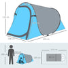 Tenda da Campeggio a Cupola con 2 Finestre e Design Pop-Up a Igloo, 220x108x110 cm, Blu TW3A20-170BUTW3