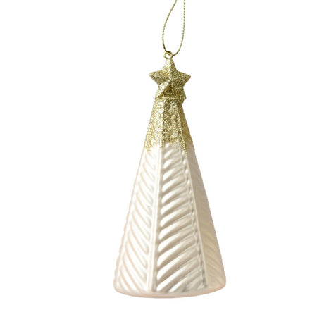 Pendaglio a forma di albero perla con glitter per albero decorazione natalizia da 13 cm