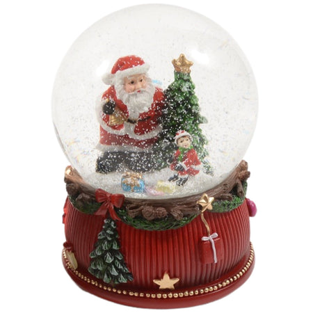 Palla di Neve con Carillon, colore rosso e bianco da 10 x 10 x h 14 cm