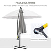 Ombrellone Decentrato da Giardino 3x2.6 m a 18 Stecche con Base a Croce, Grigio 84D-118GY