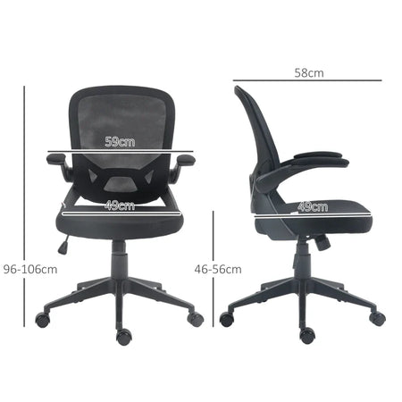 Sedia da Ufficio Ergonomica con Altezza Regolabile, Braccioli Ribaltabili e Tessuto a Rete, Nero NB6921-704V00BKNB6