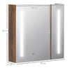 Specchiera Bagno con Luci LED Regolabili, 2 Ante e Mensola Regolabile, 70x15x65cm, Marrone YH9834-442YH9