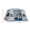 Tenda da Campeggio 4 Persone Impermeabile con 2 Stanze e Finestre a Rete, 400x275x210 cm, Grigia  ES2A20-226GYES2