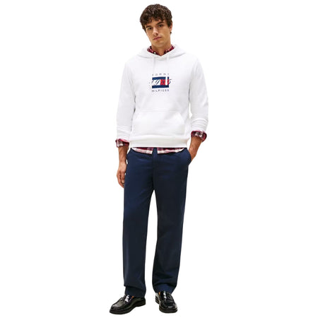 Tommy hilfiger felpa bianca con cappuccio MW0MW41332YBR